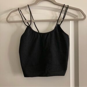 Colsie Black Ribbed Double-Strap Cami
